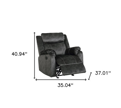 35" Granite Gray Fabric Manual Recliner HomeRoots