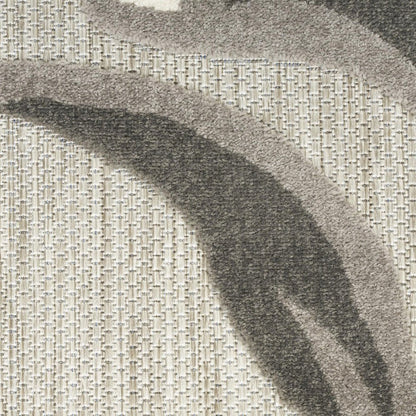 6' Beige And Gray Floral Indoor Outdoor Runner Rug HomeRoots