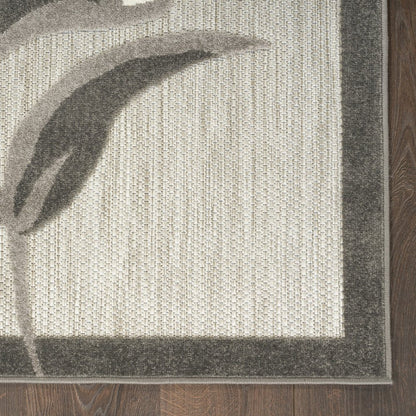 6' Beige And Gray Floral Indoor Outdoor Runner Rug HomeRoots