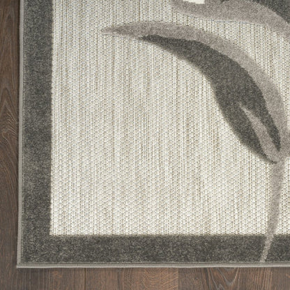 6' Beige And Gray Floral Indoor Outdoor Runner Rug HomeRoots