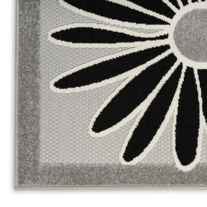 6' Black And White Floral Indoor Outdoor Runner Rug HomeRoots