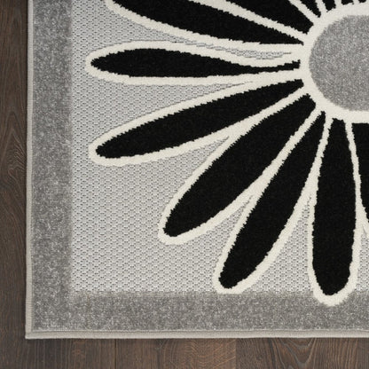 6' Black And White Floral Indoor Outdoor Runner Rug HomeRoots