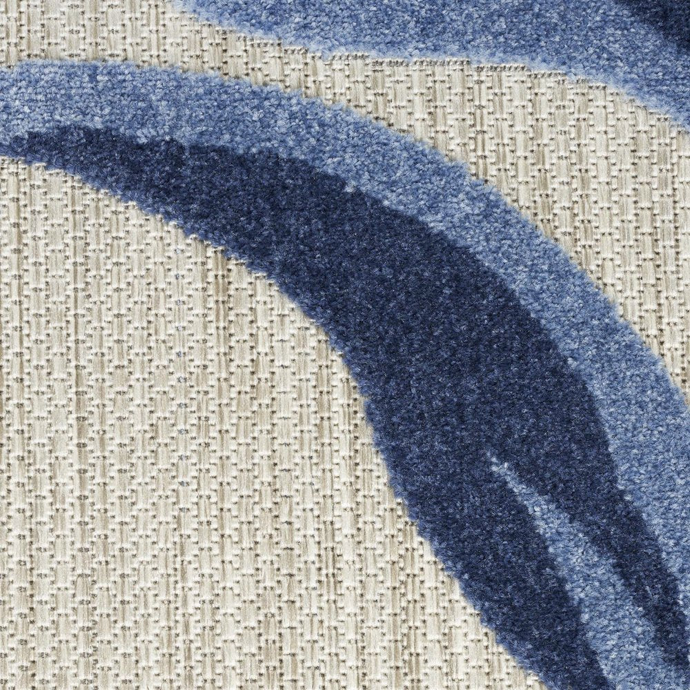 6' Blue And Gray Floral Indoor Outdoor Runner Rug HomeRoots