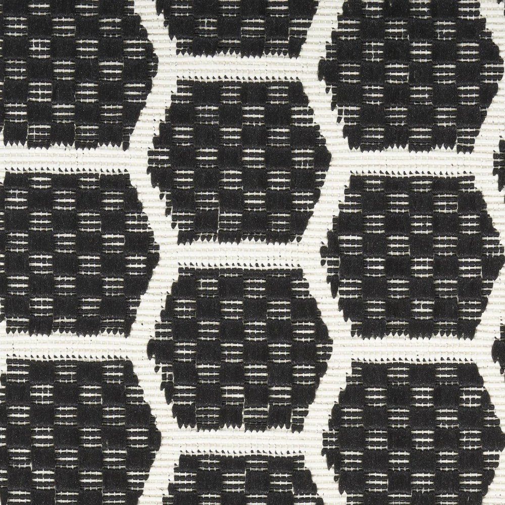 8' Black And Ivory Geometric Indoor Outdoor Runner Rug — view 11