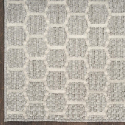 8' Gray And Ivory Geometric Indoor Outdoor Runner Rug HomeRoots