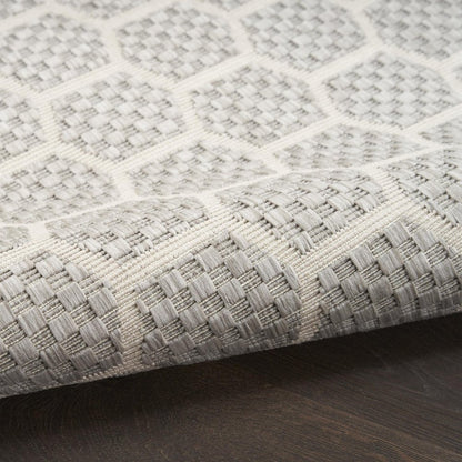 8' Gray And Ivory Geometric Indoor Outdoor Runner Rug HomeRoots