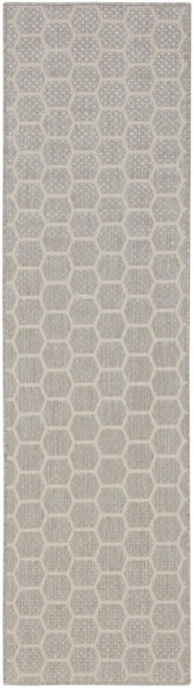 8' Gray And Ivory Geometric Indoor Outdoor Runner Rug HomeRoots