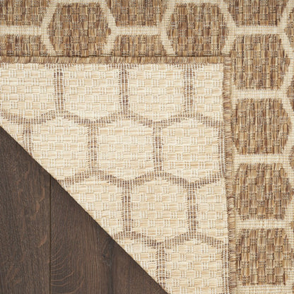 8' Natural And Beige Geometric Indoor Outdoor Runner Rug HomeRoots