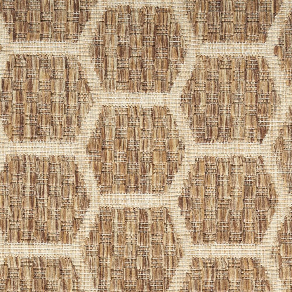 8' Natural And Beige Geometric Indoor Outdoor Runner Rug — view 12