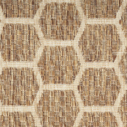 8' Natural And Beige Geometric Indoor Outdoor Runner Rug