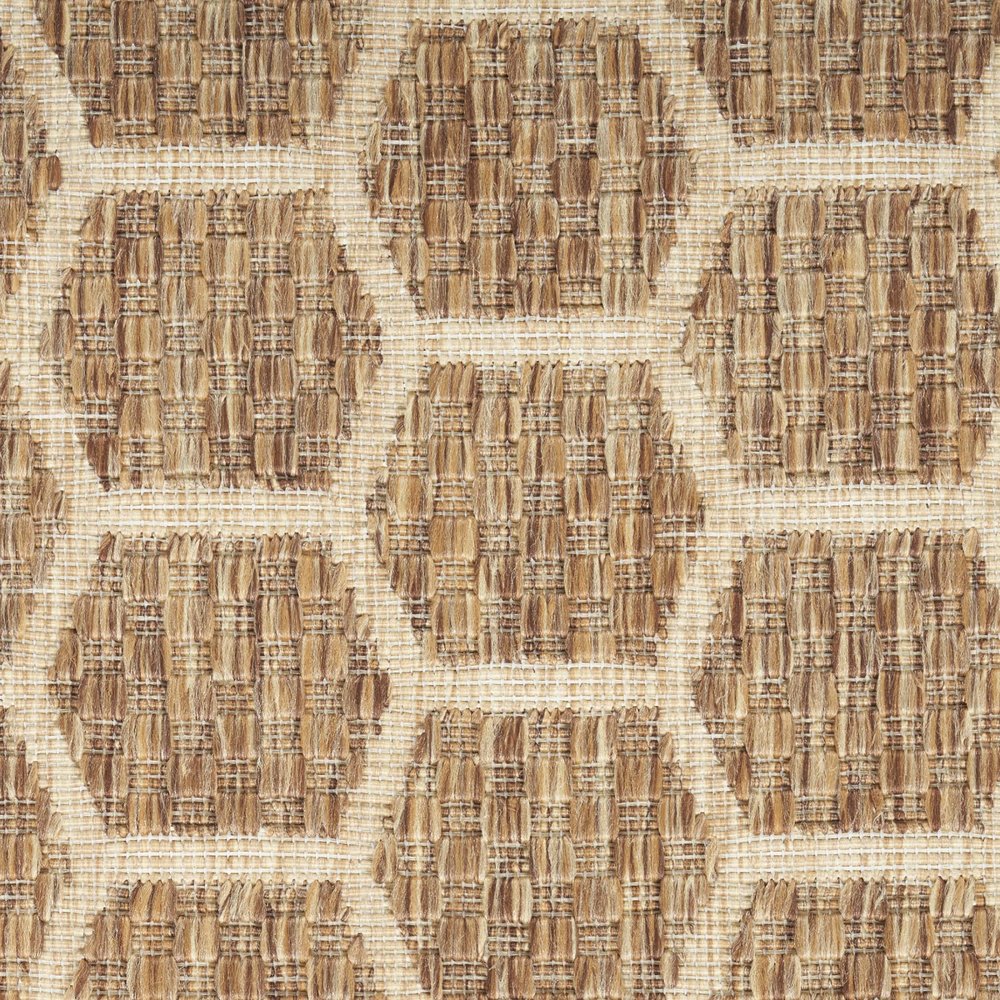 8' Natural And Beige Geometric Indoor Outdoor Runner Rug