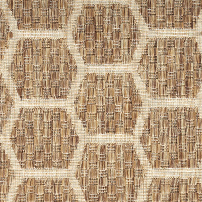 8' Natural And Beige Geometric Indoor Outdoor Runner Rug HomeRoots