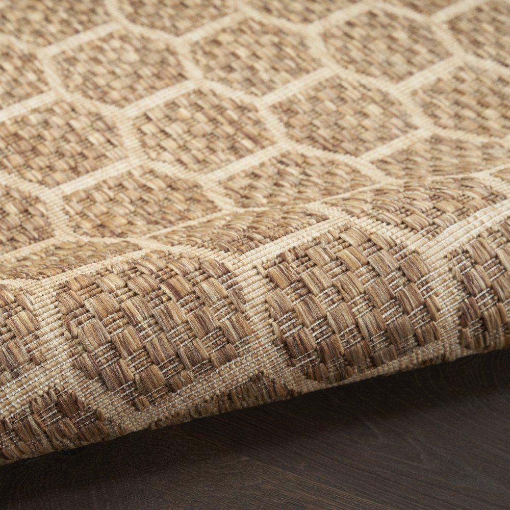 8' Natural And Beige Geometric Indoor Outdoor Runner Rug HomeRoots