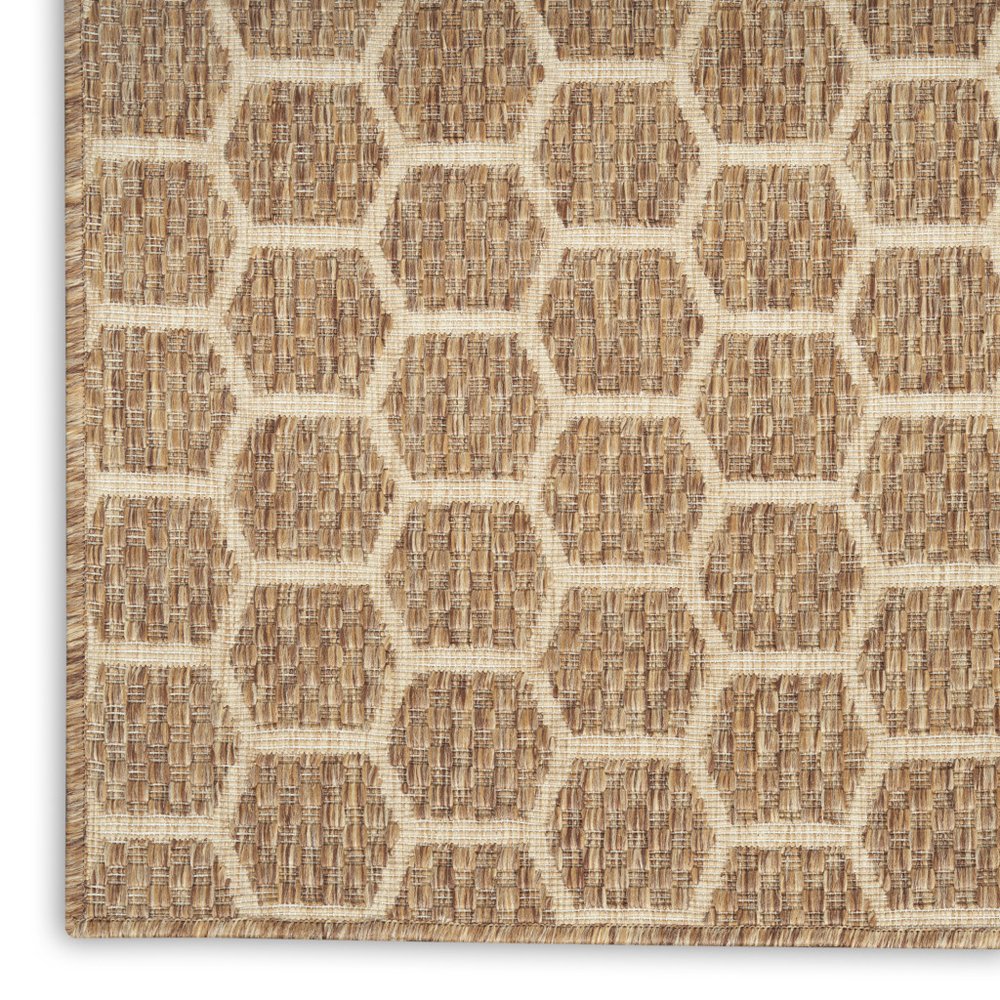 8' Natural And Beige Geometric Indoor Outdoor Runner Rug — view 5
