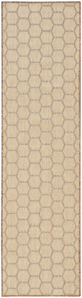 8' Natural And Beige Geometric Indoor Outdoor Runner Rug HomeRoots