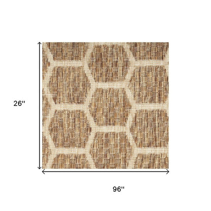 8' Natural And Beige Geometric Indoor Outdoor Runner Rug HomeRoots