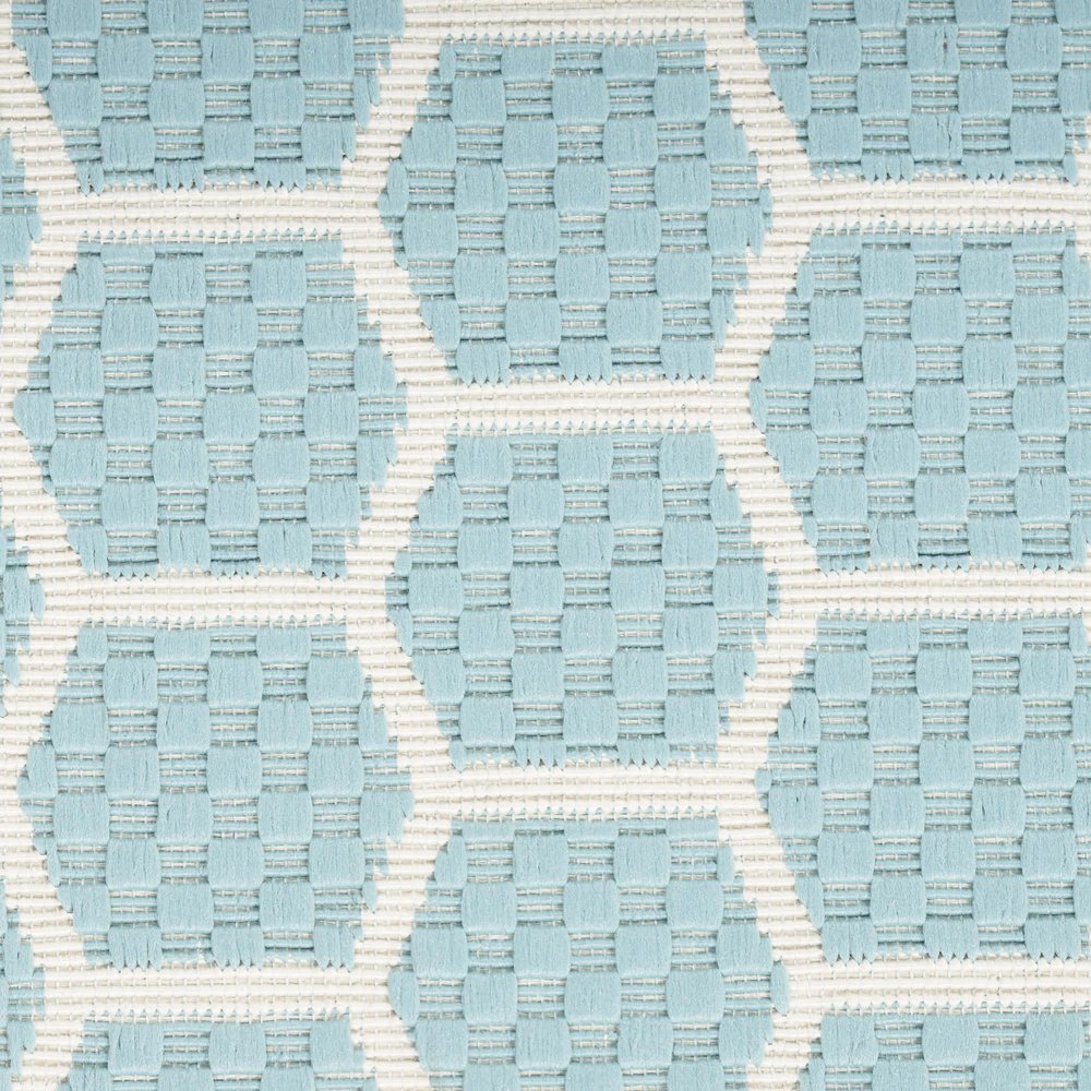 10' Aqua And White Geometric Indoor Outdoor Runner Rug HomeRoots