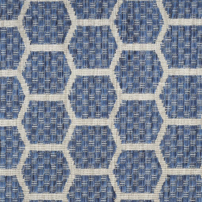 10' Blue And Ivory Geometric Indoor Outdoor Runner Rug HomeRoots