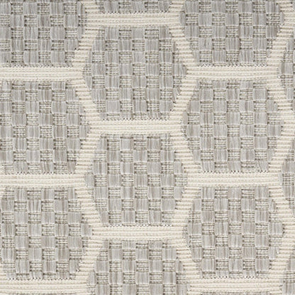 10' Gray And Ivory Geometric Indoor Outdoor Runner Rug HomeRoots