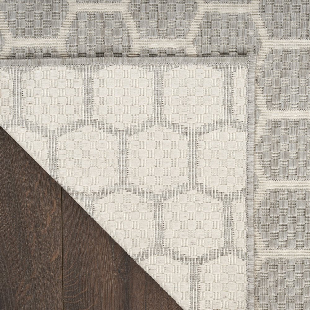 10' Gray And Ivory Geometric Indoor Outdoor Runner Rug HomeRoots