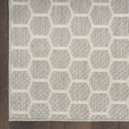 10' Gray And Ivory Geometric Indoor Outdoor Runner Rug HomeRoots