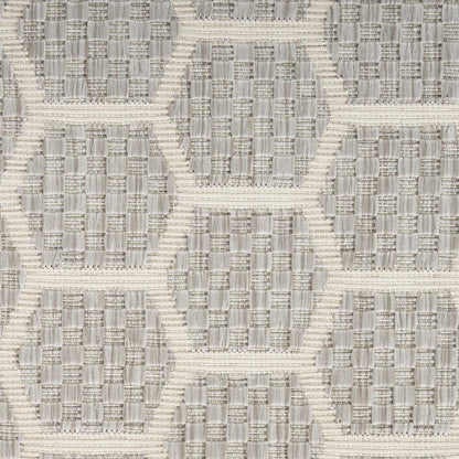 10' Gray And Ivory Geometric Indoor Outdoor Runner Rug HomeRoots