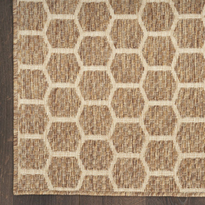 10' Natural And Beige Geometric Indoor Outdoor Runner Rug HomeRoots