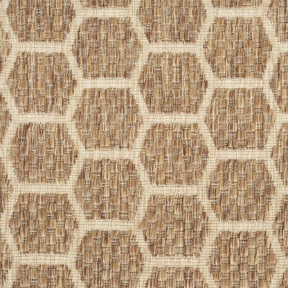 10' Natural And Beige Geometric Indoor Outdoor Runner Rug HomeRoots