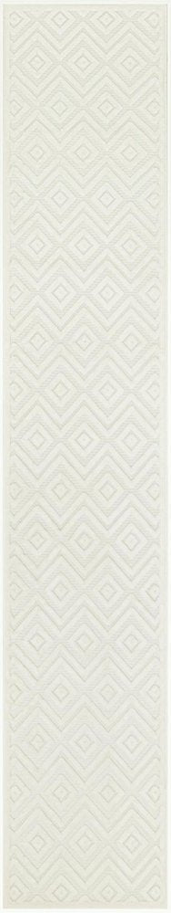 10' Ivory And White Geometric Indoor Outdoor Runner Rug HomeRoots