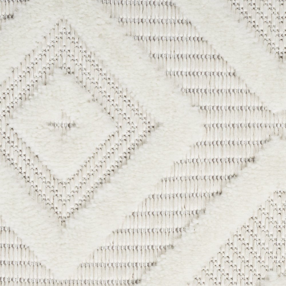 10' Ivory And White Geometric Indoor Outdoor Runner Rug — view 4