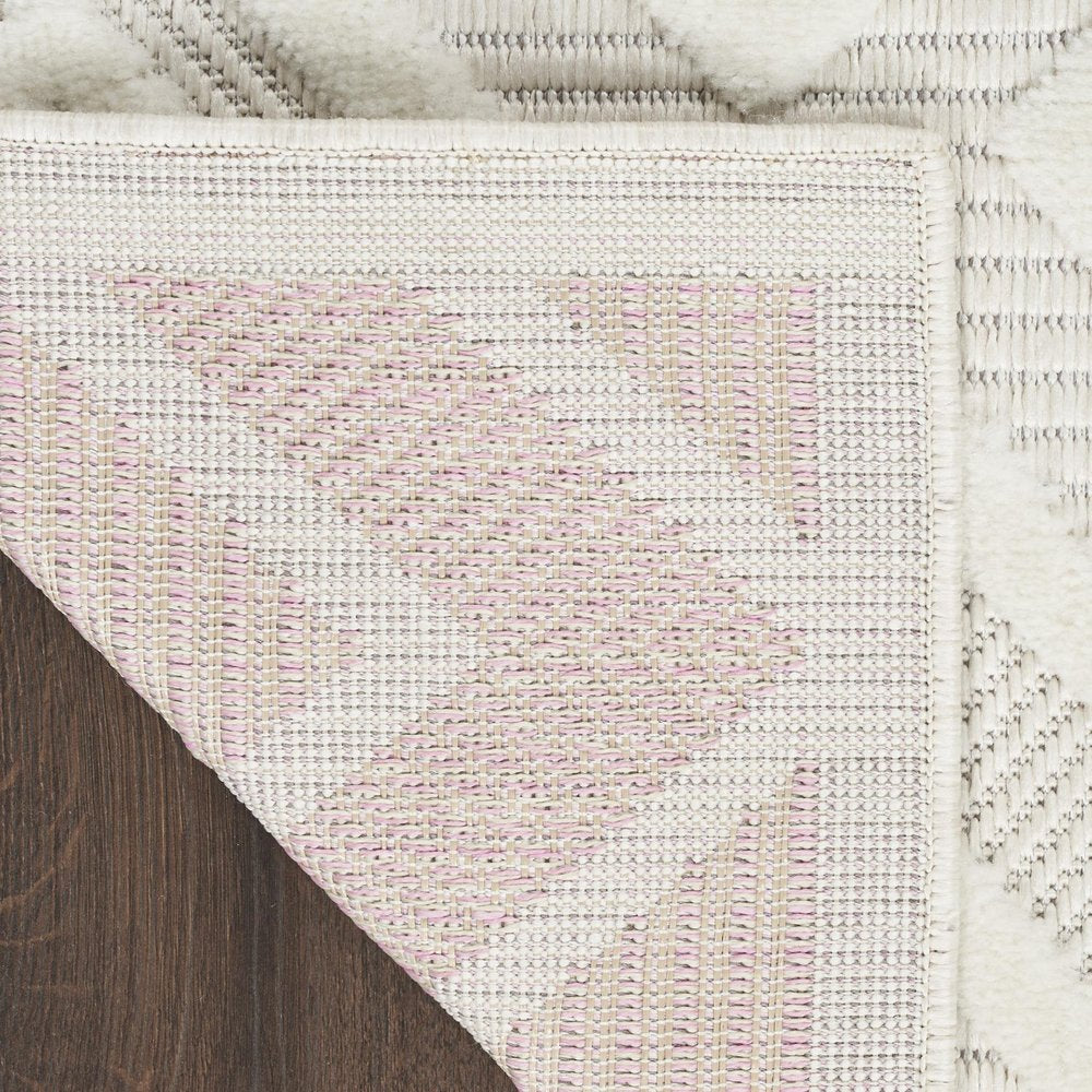 10' Ivory And White Geometric Indoor Outdoor Runner Rug — view 7