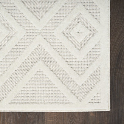10' Ivory And White Geometric Indoor Outdoor Runner Rug HomeRoots