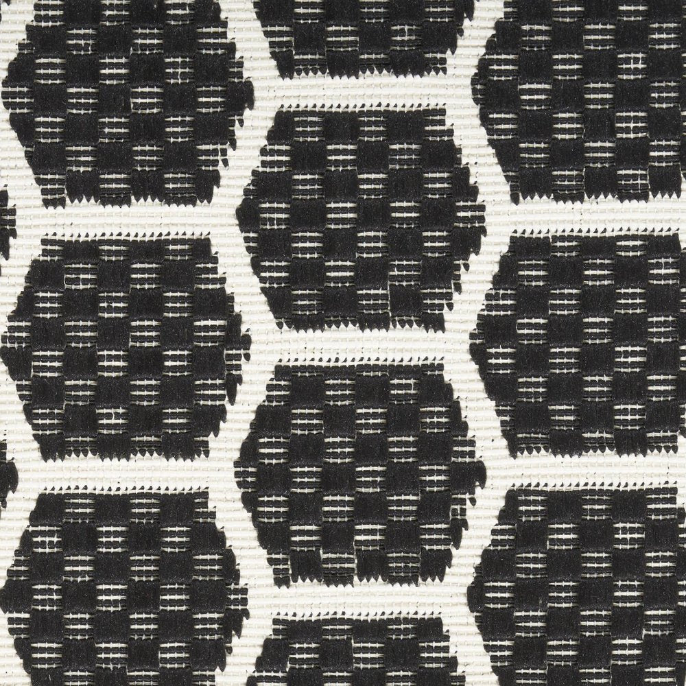 12' Black And Ivory Geometric Indoor Outdoor Runner Rug — view 4