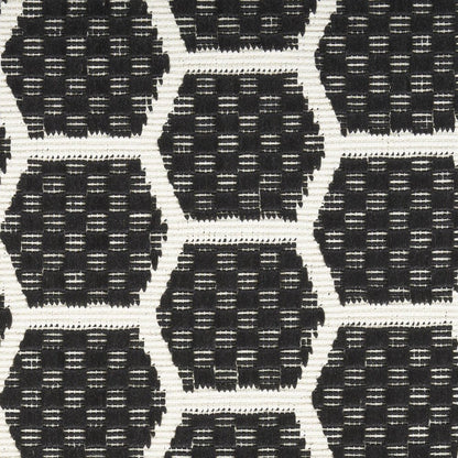 12' Black And Ivory Geometric Indoor Outdoor Runner Rug HomeRoots