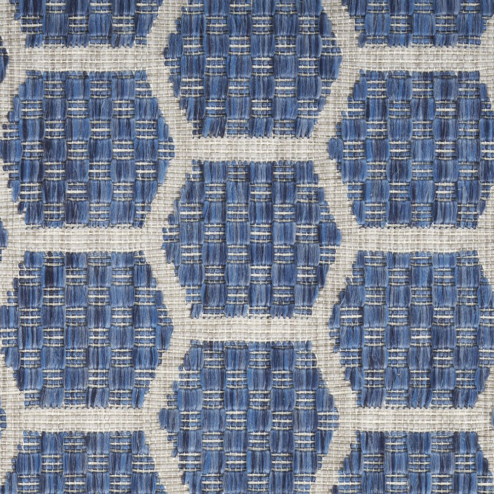 12' Blue And Ivory Geometric Indoor Outdoor Runner Rug — view 21
