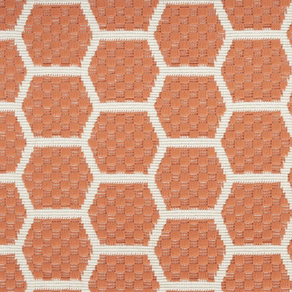 12' Coral And Ivory Geometric Indoor Outdoor Runner Rug HomeRoots