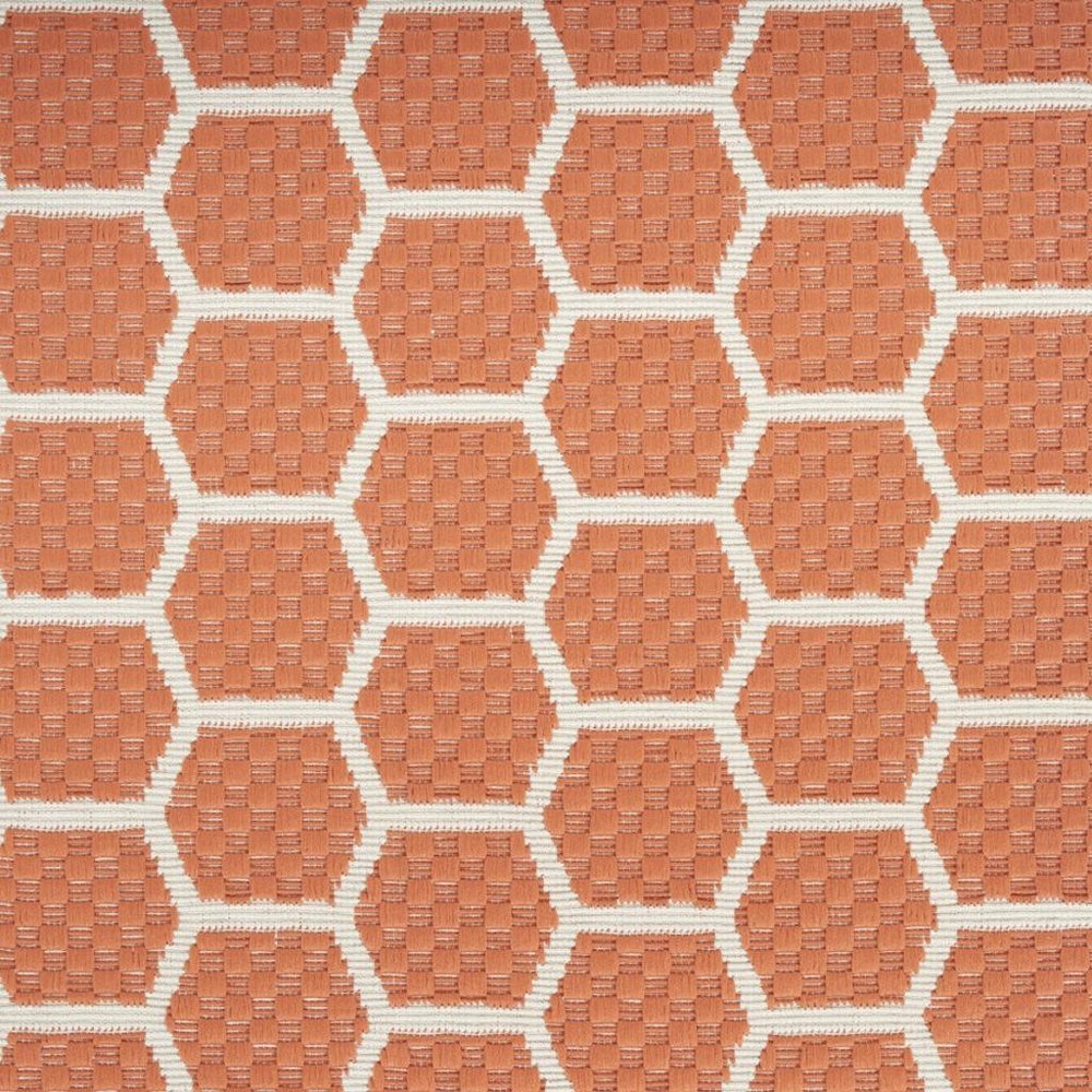 12' Coral And Ivory Geometric Indoor Outdoor Runner Rug HomeRoots
