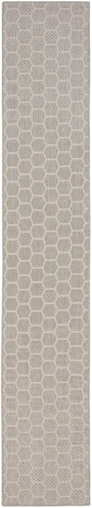 12' Gray And Ivory Geometric Indoor Outdoor Runner Rug HomeRoots