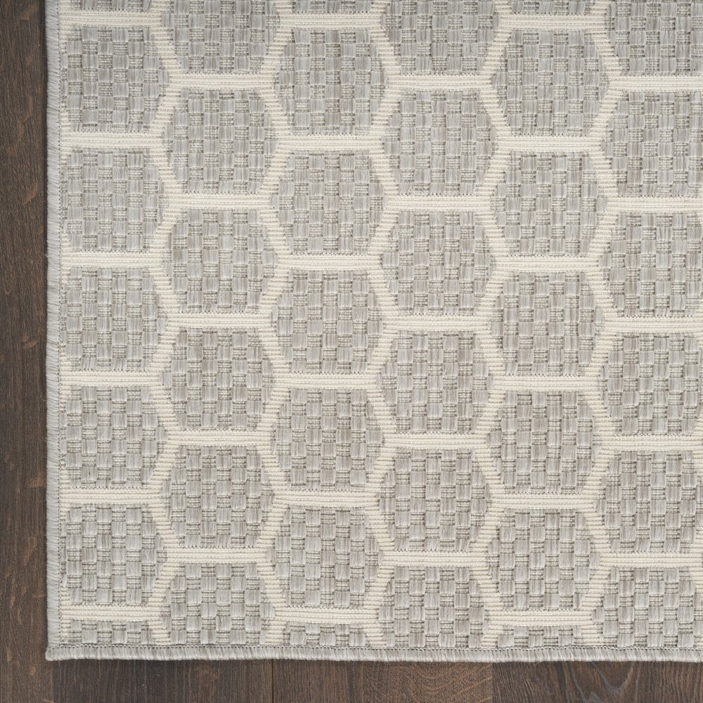 12' Gray And Ivory Geometric Indoor Outdoor Runner Rug HomeRoots