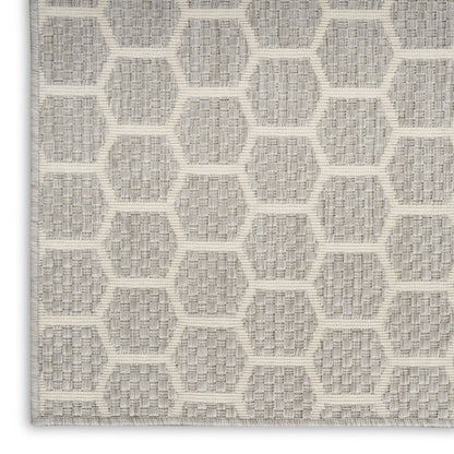 12' Gray And Ivory Geometric Indoor Outdoor Runner Rug HomeRoots