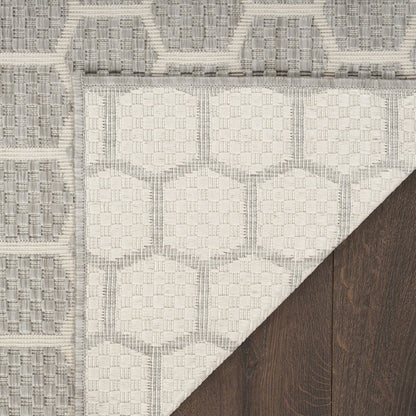 12' Gray And Ivory Geometric Indoor Outdoor Runner Rug HomeRoots