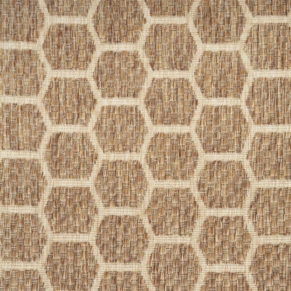 12' Natural And Beige Geometric Indoor Outdoor Runner Rug — view 10