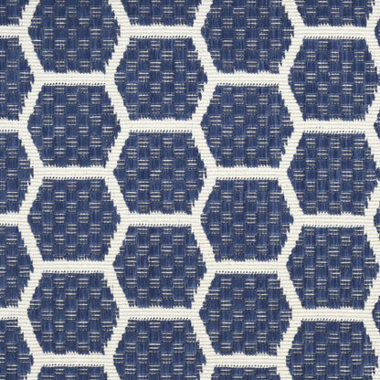 12' Navy Blue And Ivory Geometric Indoor Outdoor Runner Rug HomeRoots
