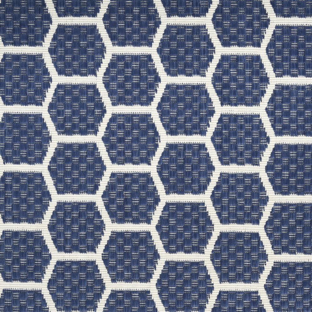 12' Navy Blue And Ivory Geometric Indoor Outdoor Runner Rug HomeRoots