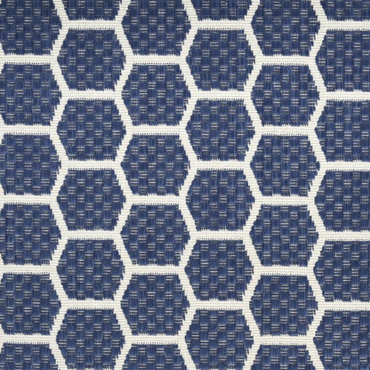 12' Navy Blue And Ivory Geometric Indoor Outdoor Runner Rug HomeRoots