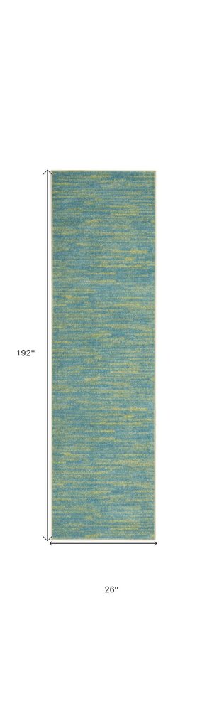16' Blue And Green Indoor Outdoor Runner Rug HomeRoots