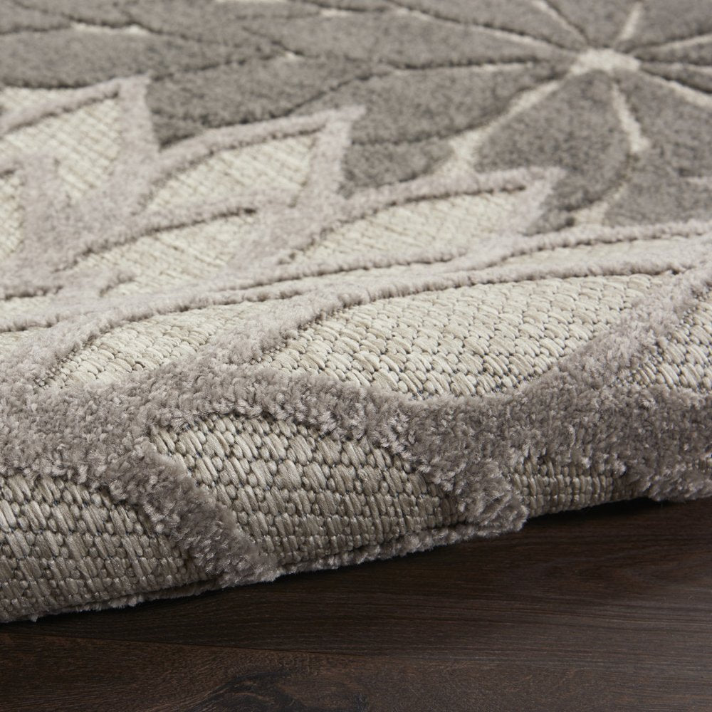 9' X 12' Gray And Silver Floral Indoor Outdoor Area Rug HomeRoots