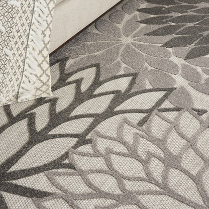9' X 12' Gray And Silver Floral Indoor Outdoor Area Rug HomeRoots