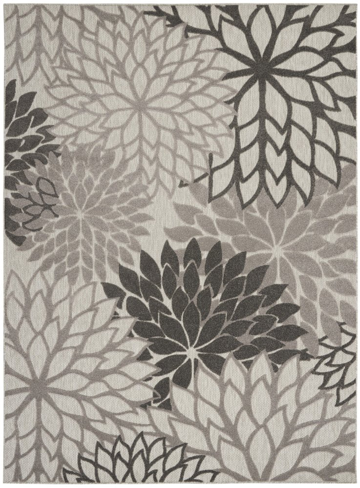 9' X 12' Gray And Silver Floral Indoor Outdoor Area Rug — view 8