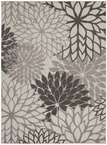 9' X 12' Gray And Silver Floral Indoor Outdoor Area Rug HomeRoots